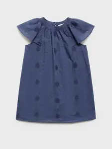 Mango Kids Girls Floral Embroidered Pure Cotton A-Line Dress