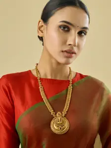 Kushal's Fashion Jewellery Copper Gold-Plated Antique Necklace