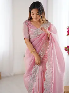 Satrani Embellished Sequinned Tissue Saree