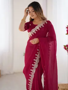 Satrani Embellished Sequinned Pure Chiffon Saree