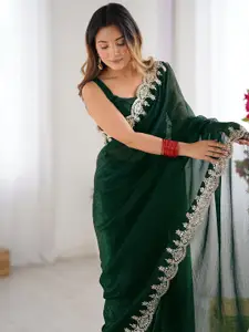 Satrani Embellished Sequinned Pure Chiffon Saree