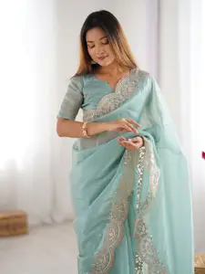 Satrani Embellished Sequinned Tissue Saree