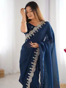 Satrani Embellished Sequinned Pure Chiffon Saree