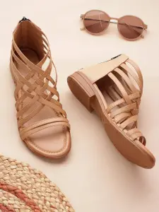 TRASE Beige Strappy Gladiators Flats
