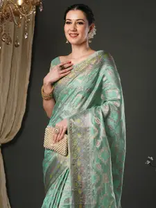 Saree mall Woven Design Zari Organza Banarasi Saree