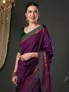 Saree mall Zari Taant Sarees With Blouse Piece