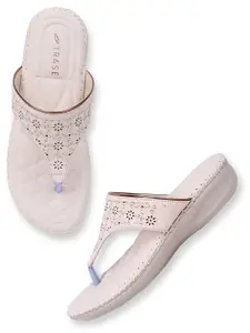 TRASE Women Open Toe Flats with Laser Cuts