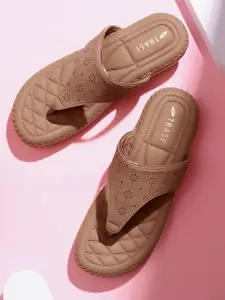 TRASE Women Laser Cuts T-Strap Flats