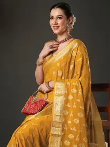 Anouk Ethnic Motifs Woven Design Zari Pure Georgette Kanjeevaram Saree