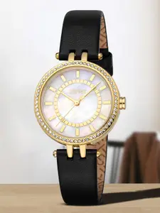 ESPRIT Women Embellished Dial & Leather Straps Analogue Watch ES1L327L0525