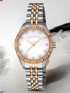 ESPRIT Women Embellished Round Dial & Stainless Steel Straps Analogue Watch ES1L425M0065