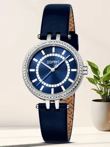 ESPRIT Women Embellished Dial & Leather Straps Analogue Watch ES1L327L0515