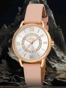 ESPRIT Women Embellished Dial & Leather Straps Analogue Watch ES1L418L0035