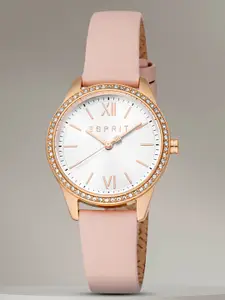 ESPRIT Women Embellished Dial & Leather Straps Analogue Watch ES1L407L0025