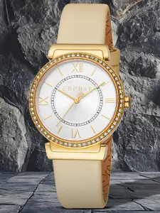 ESPRIT Women Embellished Dial & Leather Straps Analogue Watch ES1L424L0025