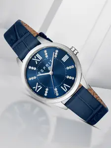 ESPRIT Women Embellished Dial & Leather Straps Analogue Watch ES1L259L6015