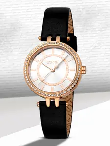 ESPRIT Women Embellished Dial & Leather Straps Analogue Watch ES1L327L0535