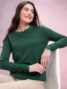 DressBerry Solid Round Neck Long Sleeves Pullover