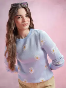 DressBerry Floral Self-Design Acrylic Pullover