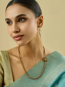 Kushal's Fashion Jewellery Gold-Plated Artificial Stones Studded Antique Necklace