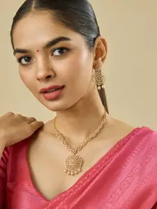 Kushal's Fashion Jewellery White Gold-Plated Zircon Studded Party Necklace Set