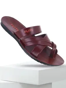 FLITE Men Textured One Toe Flip Flops