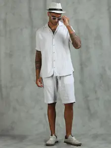 beevee Striped Shirt Collar Pure Cotton Shirt With Shorts