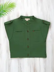 Purple United Kids Girl Mandarin Collar Cotton Shirt Style Top