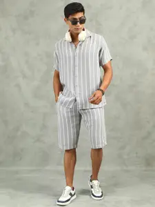 beevee Striped Shirt Collar Pure Cotton Shirt With Shorts