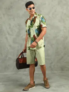 beevee Leaf Printed Short Sleeves Shirt With Shorts