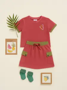 Purple United Kids Girls T-ShIrt With Skirt