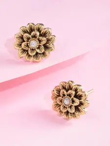 Peora Gold-Plated Crystal Floral Studs
