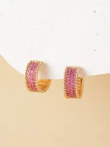 Peora Gold-Plated Artificial Stones Circular Hoop Earrings