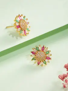 Peora Gold-Plated Artificial Stones Floral Studs