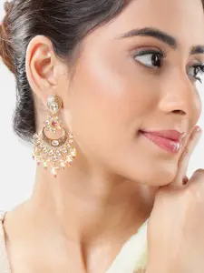 Peora Gold-Plated Crystal Contemporary Chandbalis Earrings