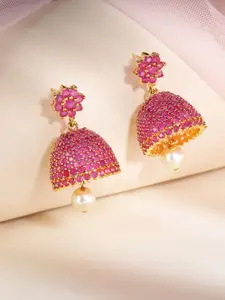 Peora Gold-Plated Cubic Zirconia Jhumkas