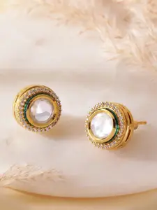 Peora Gold-Plated Crystal Circular Stud Earrings