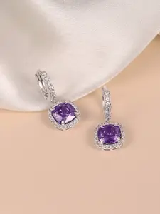 Peora Silver-Plated Cubic Zirconia Square Drop Earrings