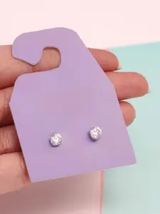 LeCalla 925 Sterling Silver-Plated Cubic Zirconia Studded Solitaire Circular Shaped Studs