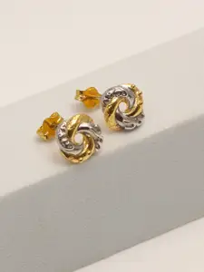 LeCalla 925 Sterling Silver 14K Gold-Plated Contemporary Shaped Two-Tone Love knot Studs