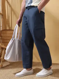 Dennis Lingo Men's Solid Straight Fit Parachute Cargo Trousers