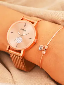 Dressberry Women Round Dial Bracelet Style Analogue Watches Gift Set