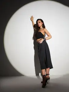 Miss Chase Straight Midi Denim Skirt