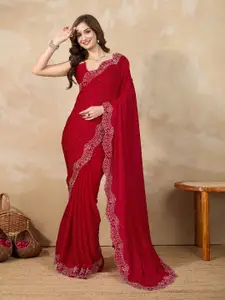 Trendmalls Embellished Satin Siroski Work Saree