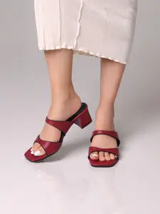 Monrow PU Open Toe Block Sandals