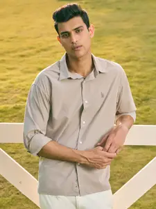 U.S. Polo Assn. Men Tailored Fit Spread Collar Solid Cotton Formal Shirt