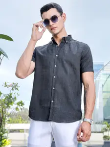 Thomas Scott Men Premium Regular Fit Button-Down Collar Textured Casual Shirt