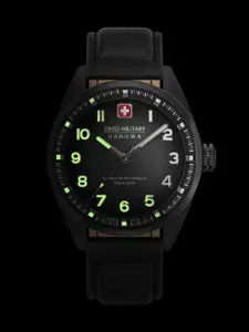 SWISS MILITARY HANOWA Men Embellished Dial & Leather Straps Analogue Swiss Made Watch