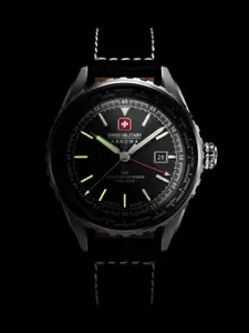 SWISS MILITARY HANOWA Men Patterned Leather Straps Analogue Swiss Made Watch SMWGB0003201
