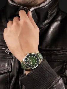 SWISS MILITARY HANOWA Men Embellished Dial & Leather Straps Analogue Swiss Made Watch